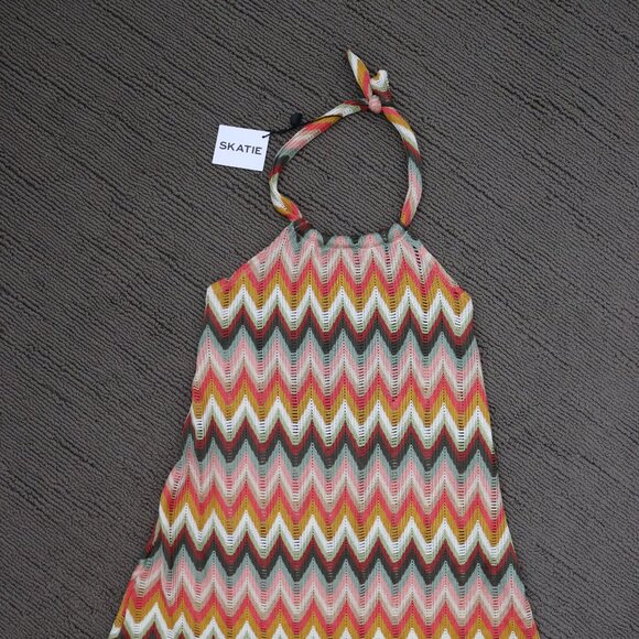 NWT Skatie Halter Crochet Mini Dress in Fleetwood Small - Picture 3 of 10